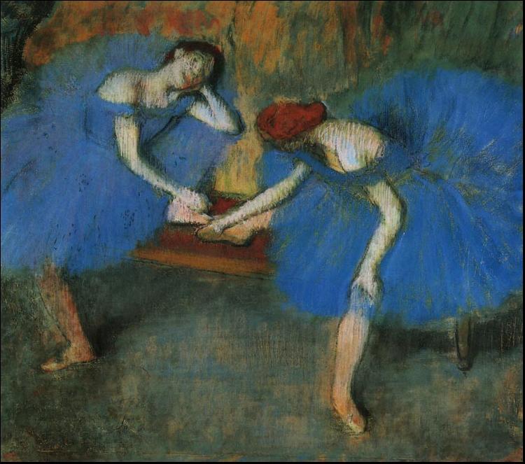 Edgar Degas Two Dancers in Blue oil painting image